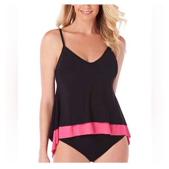 Magicsuit Black Pink Jolene Tankini Swim Top Size 8 - Picture 1 of 6